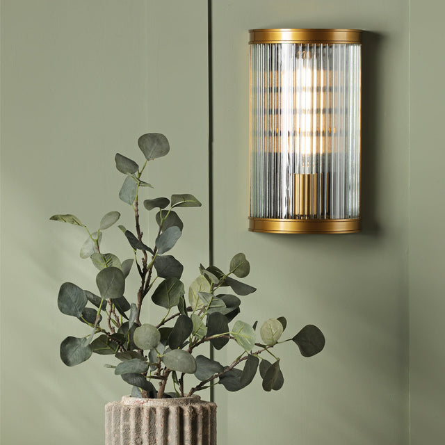 Bianka Wall Light Bronze and Ribbed Glass