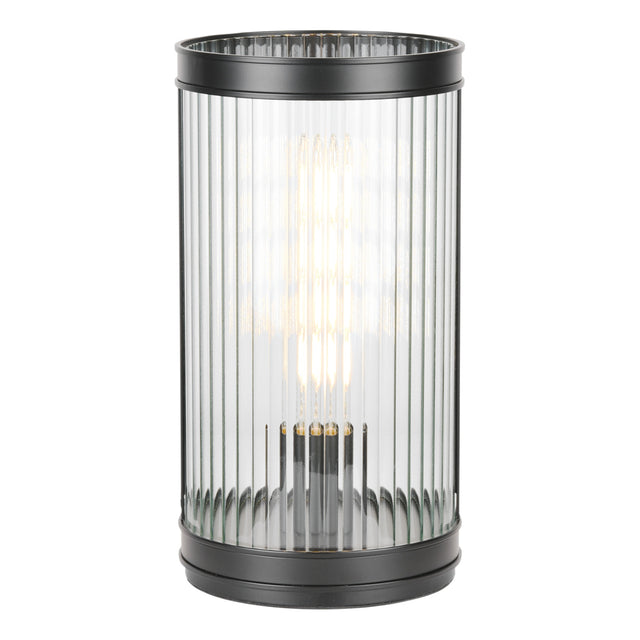 Bianka Table Lamp Matt Black and Ribbed Glass