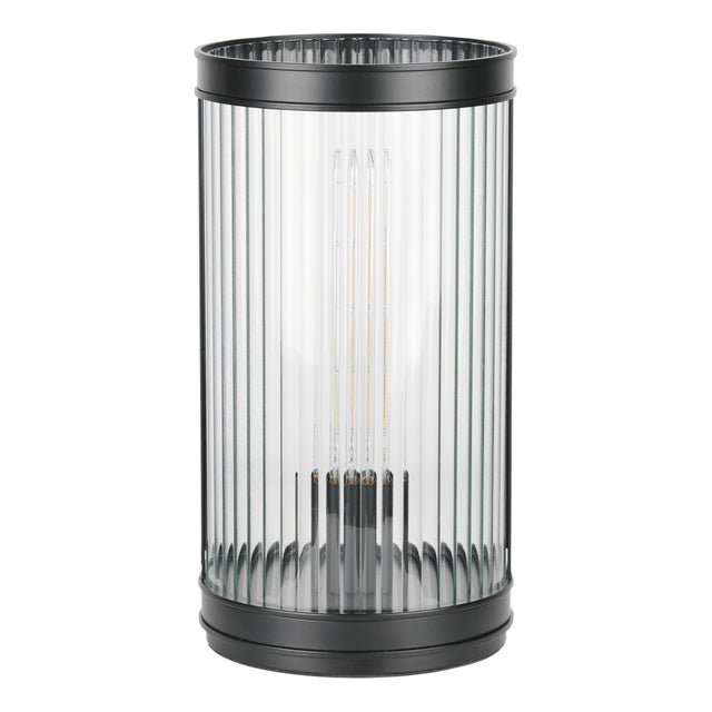 Bianka Table Lamp Matt Black and Ribbed Glass