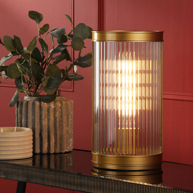 Bianka Table Lamp Bronze and Ribbed Glass