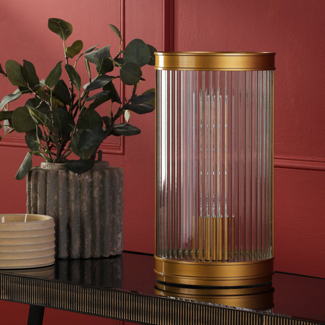 Bianka Table Lamp Bronze and Ribbed Glass