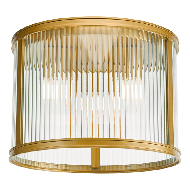 Bianka 3 Light Flush Bronze and Ribbed Glass