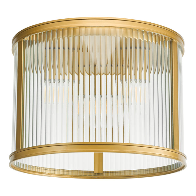 Bianka 3 Light Flush Bronze and Ribbed Glass