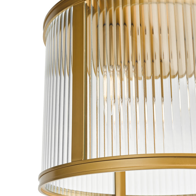 Bianka 3 Light Flush Bronze and Ribbed Glass