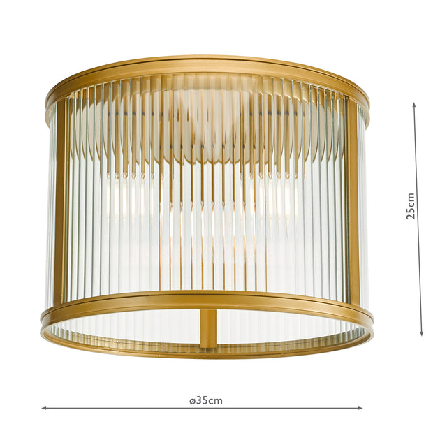 Bianka 3 Light Flush Bronze and Ribbed Glass