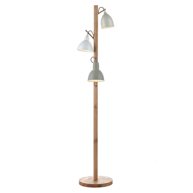 Blyton 3 Light Floor Lamp Wood Cream/Grey