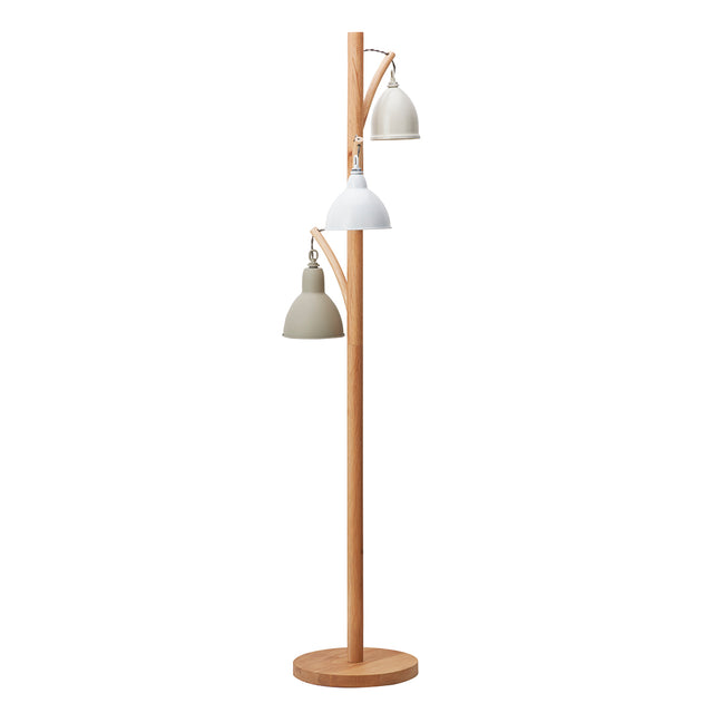 Blyton 3 Light Floor Lamp Wood Cream/Grey