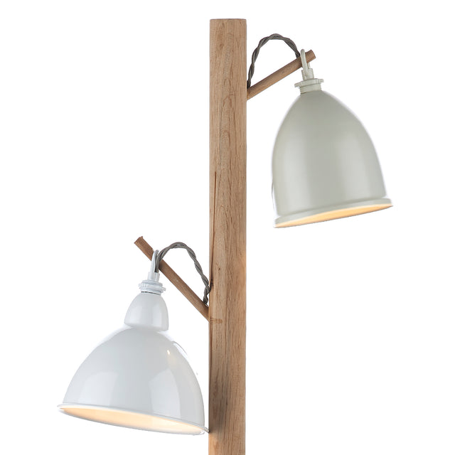 Blyton 3 Light Floor Lamp Wood Cream/Grey