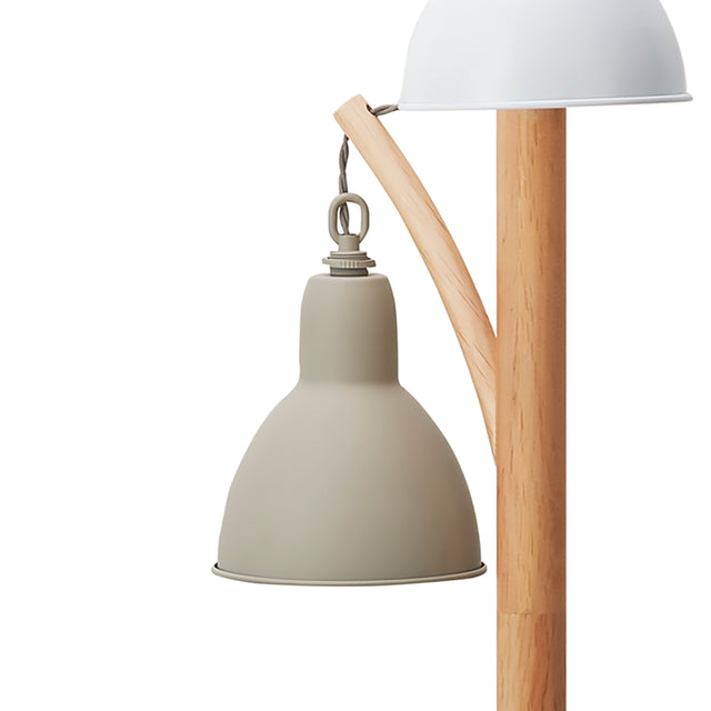 Blyton 3 Light Floor Lamp Wood Cream/Grey