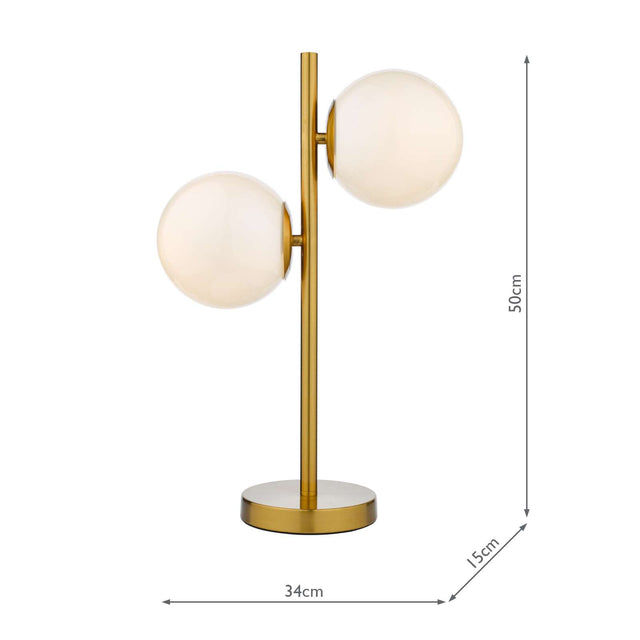 Bombazine 2 Light Table Lamp Natural Brass Opal Glass