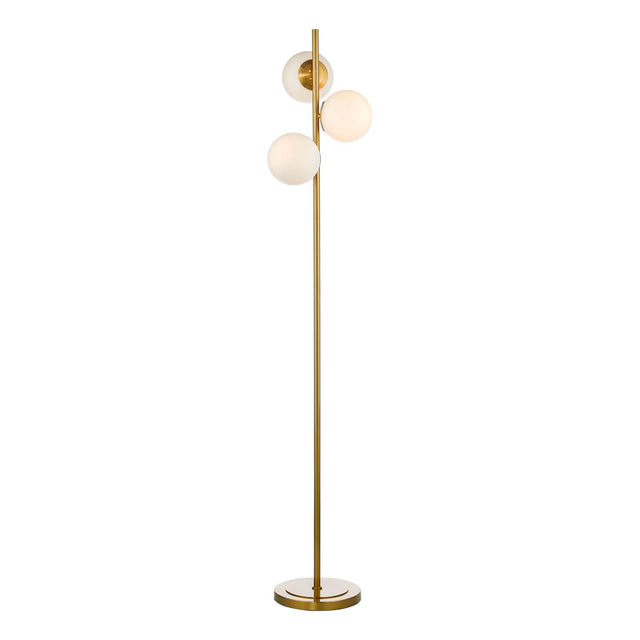 Bombazine 3 Light Floor Lamp Natural Brass and Opal Glass