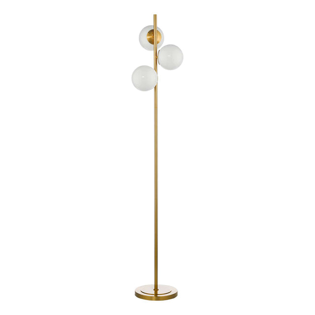 Bombazine 3 Light Floor Lamp Natural Brass and Opal Glass