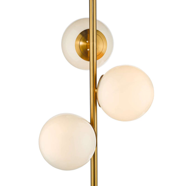 Bombazine 3 Light Floor Lamp Natural Brass and Opal Glass