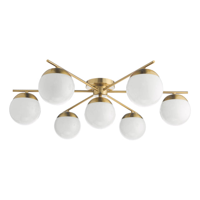 Bombazine 7 Light Semi-Flush Natural Brass and Opal Glass