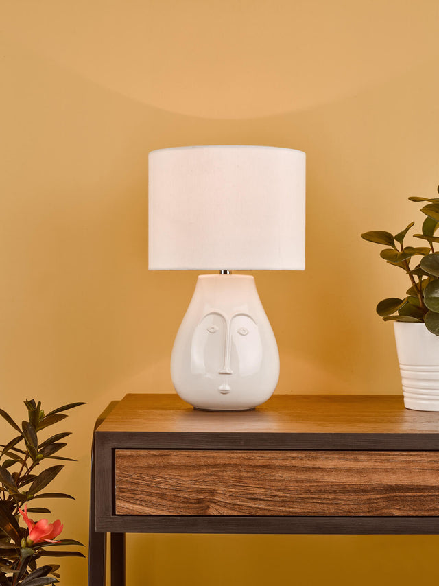 Boris Table Lamp White Ceramic With Shade