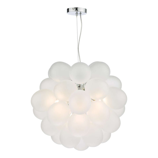 Bubbles 6 Light Pendant Polished Chrome Frosted Glass