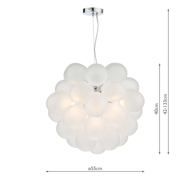 Bubbles 6 Light Pendant Polished Chrome Frosted Glass