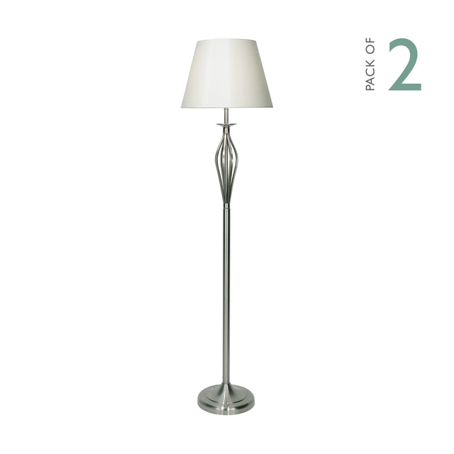 Bybliss Floor Lamp Satin Chrome With Shade