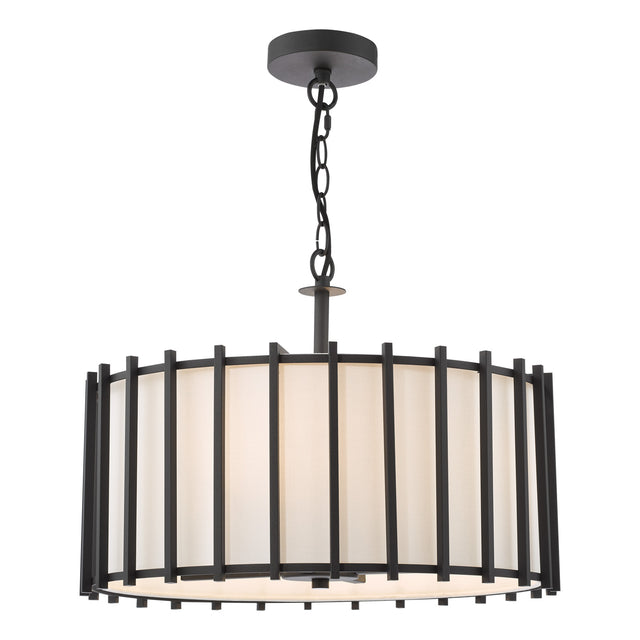 Cagliari 4 Light Armed Pendant Matt Black and Ivory