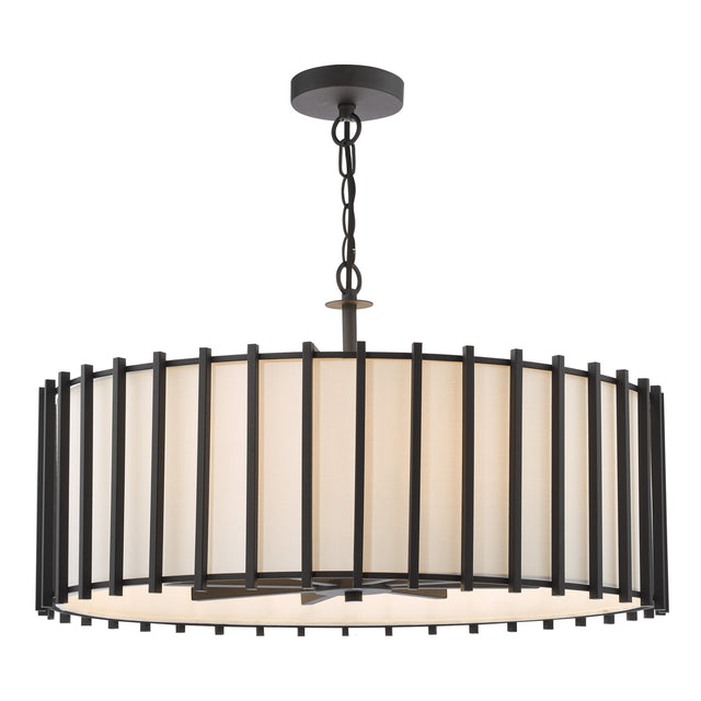 Cagliari 8 Light Armed Pendant Matt Black and Ivory