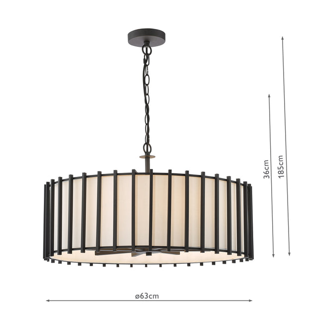 Cagliari 8 Light Armed Pendant Matt Black and Ivory