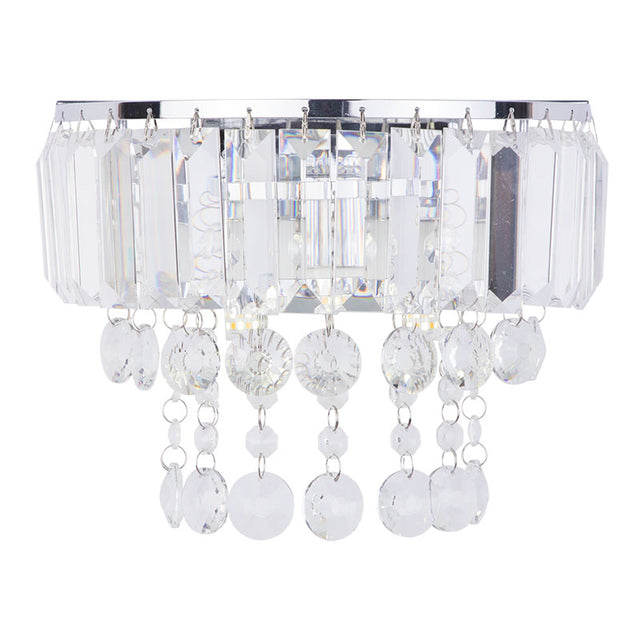 CHROME TIERED ELEGANT CRYSTAL WALL LIGHT