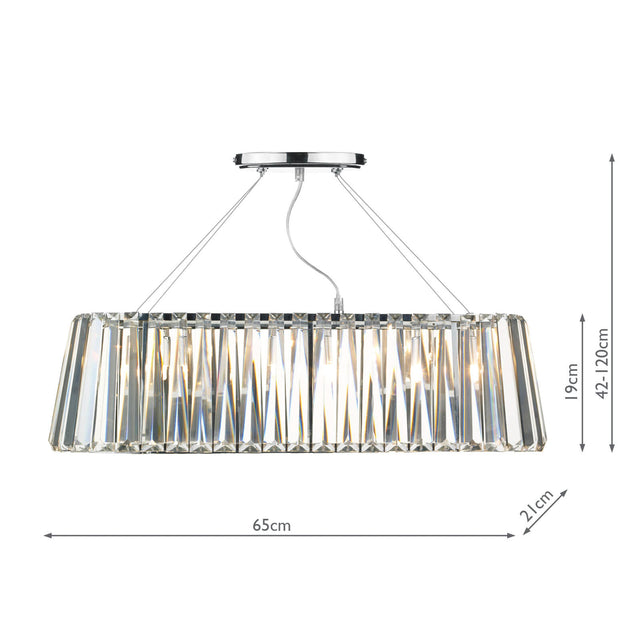 Cecilia 3 Light G9 Oval Linear Pendant Bar