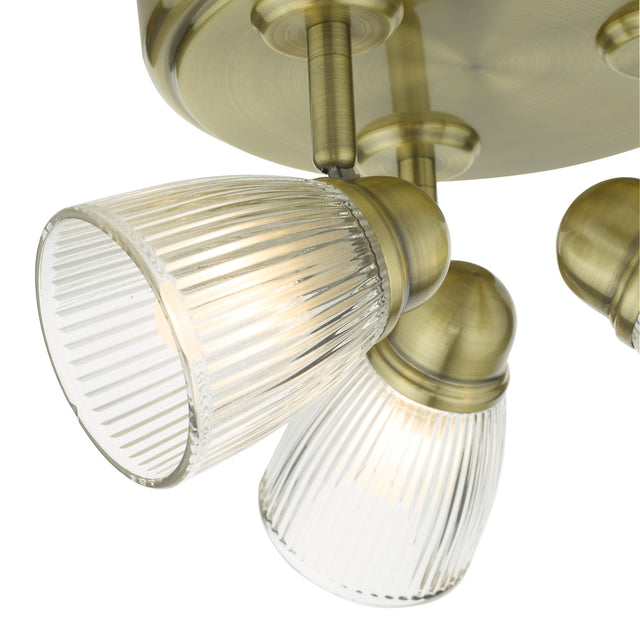 Cedric Bathroom 3 Light Spotlight Antique Brass Glass IP44