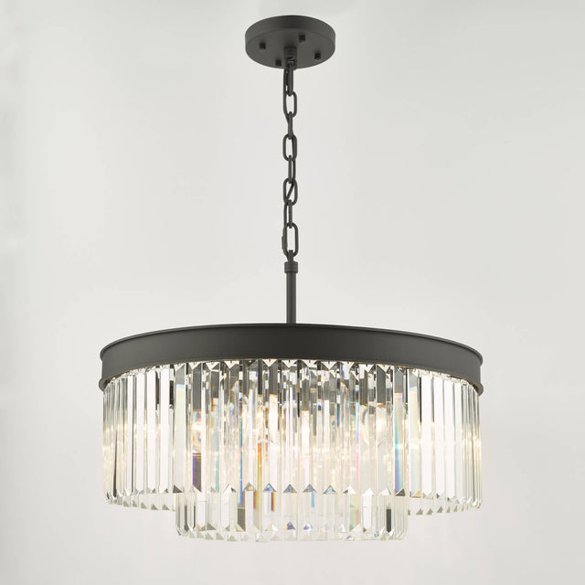 Celeus 6 Light Chandelier Anthracite & Crystal