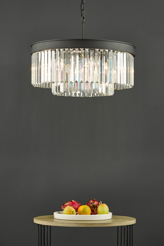 Celeus 6 Light Chandelier Anthracite & Crystal