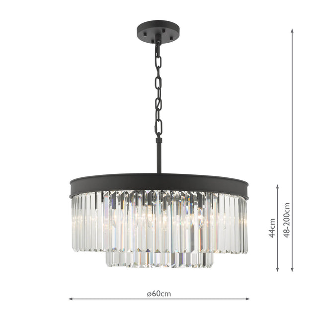 Celeus 6 Light Chandelier Anthracite & Crystal