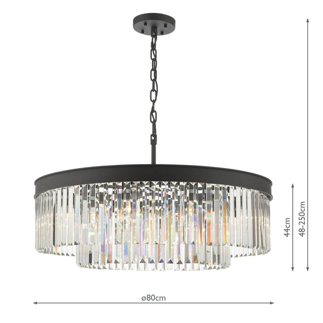 Celeus 8 Light Chandelier Anthracite & Crystal