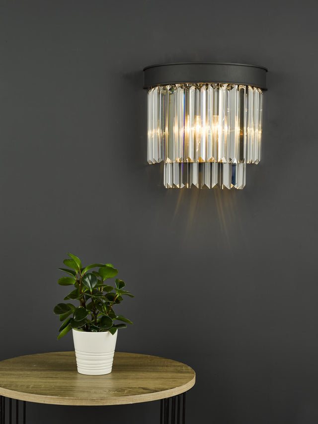 Celeus 2 Light Wall Light Anthracite & Crystal