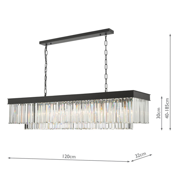 Celeus 6 Light Bar Pendant Anthracite & Crystal