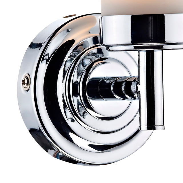 Century Bathroom Wall Light Polished Chrome Opal Glass IP44