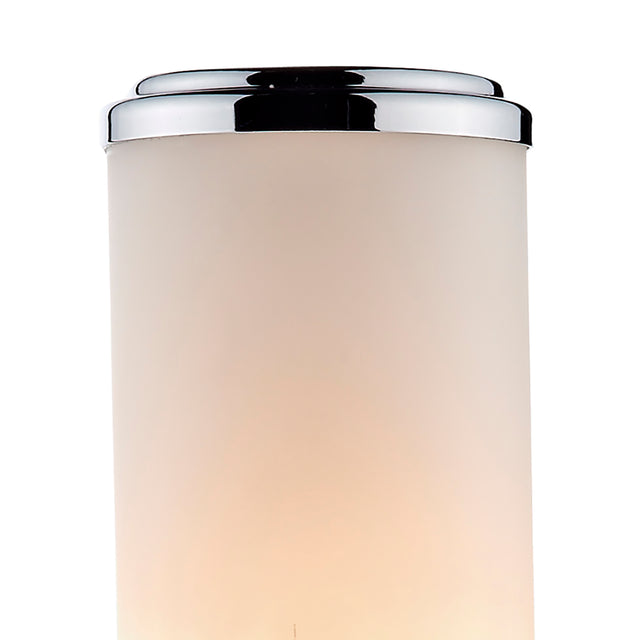 Century Bathroom Wall Light Polished Chrome Opal Glass IP44