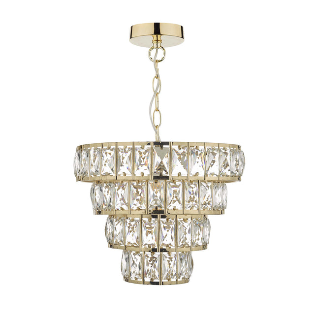 Cerys 1 Light 4 Tier Pendant Crystal & Gold