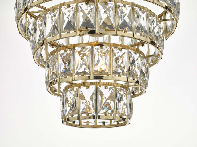 Cerys 1 Light 4 Tier Pendant Crystal & Gold