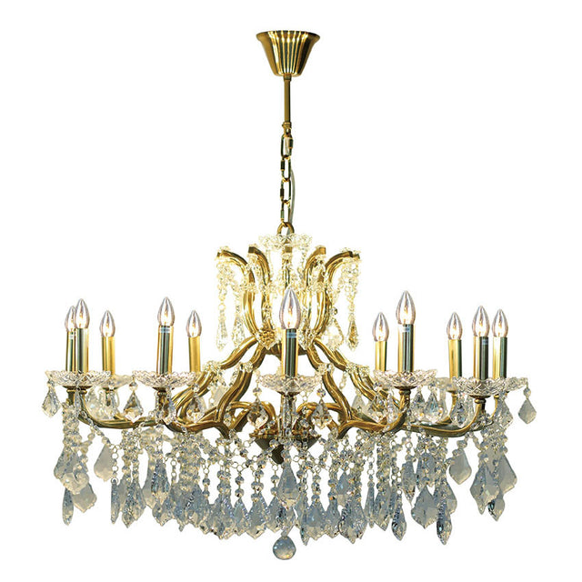 12L AGED GOLD TOLEDO CRYSTAL CHANDELIER