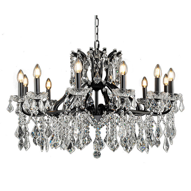 12L MATT BLACK TOLEDO CRYSTAL CHANDELIER