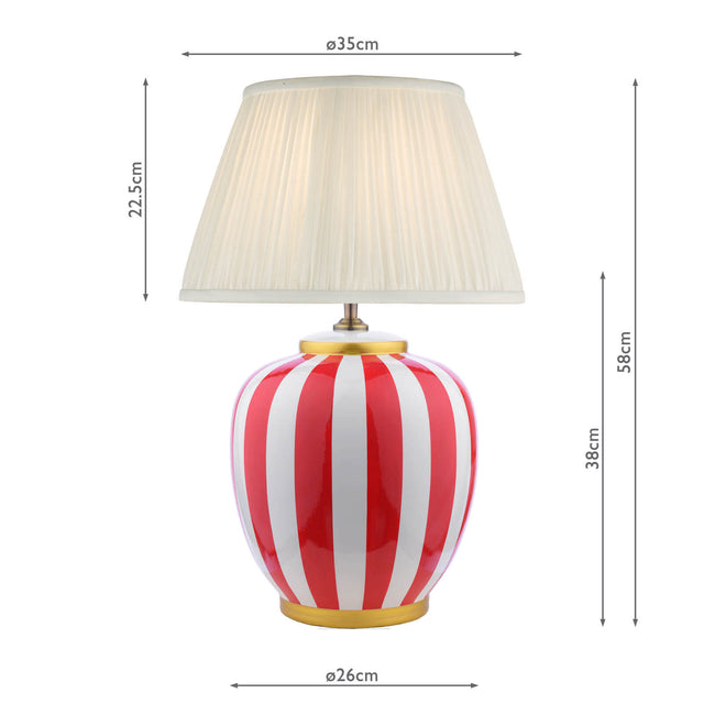 Circus Ceramic Table Lamp Red & White With Shade