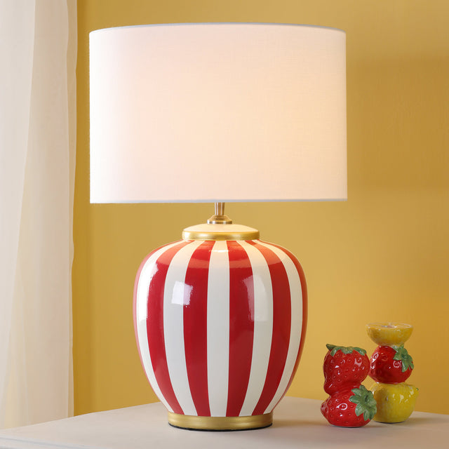 Circus Ceramic Table Lamp Red & White Base Only