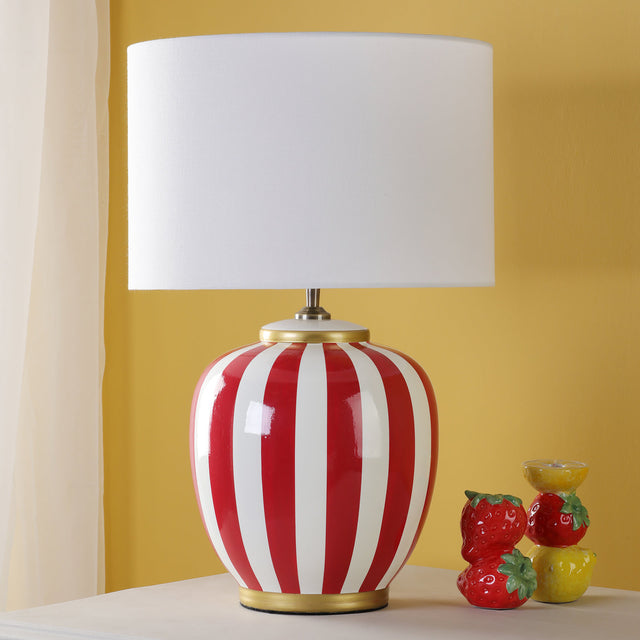 Circus Ceramic Table Lamp Red & White Base Only