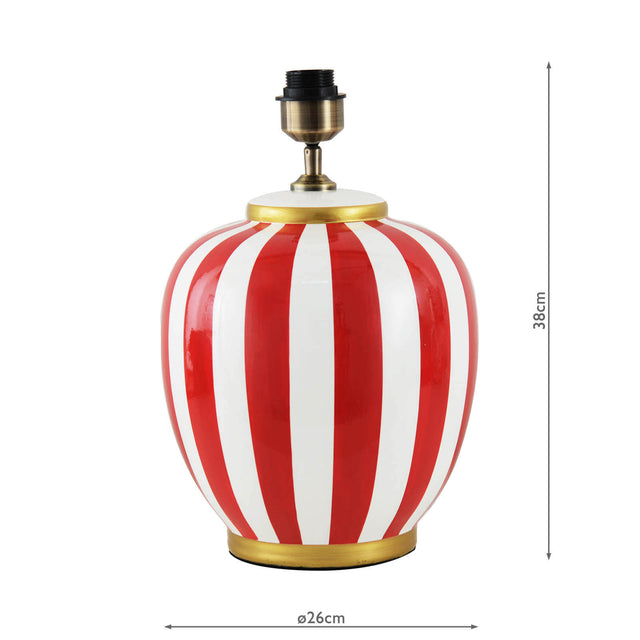 Circus Ceramic Table Lamp Red & White Base Only