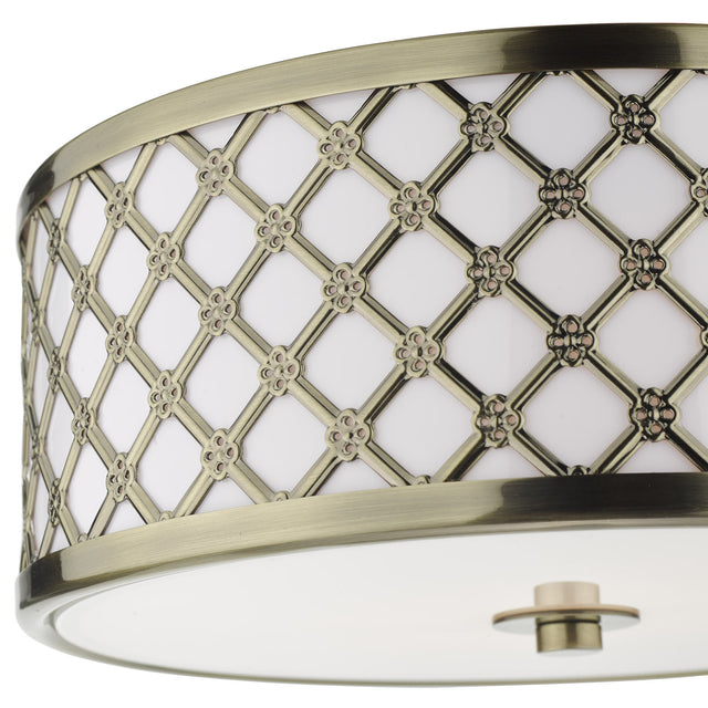 Civic Small 2 Light Flush Antique Brass Frosted Glass