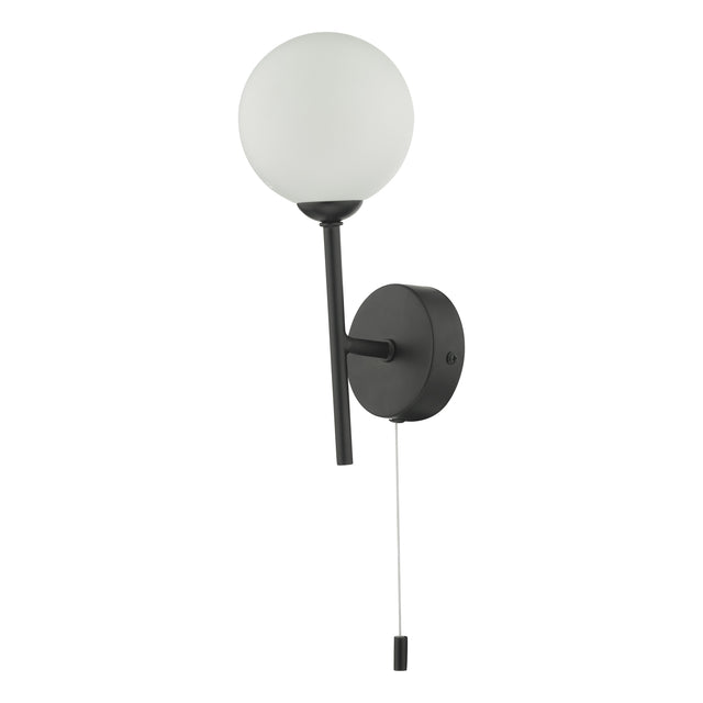 Cohen 1 Light Wall Light Matt Black With Opal Glass