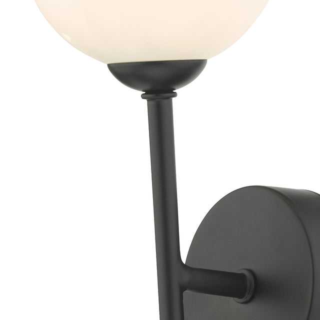 Cohen 1 Light Wall Light Matt Black With Opal Glass