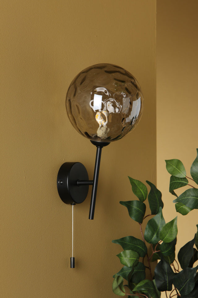 Cohen Wall Light Matt Black Smoked Glass