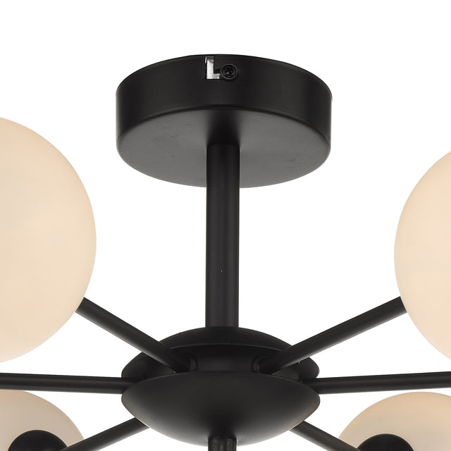 Cohen 7 Light Semi Flush Matt Black Opal Glass