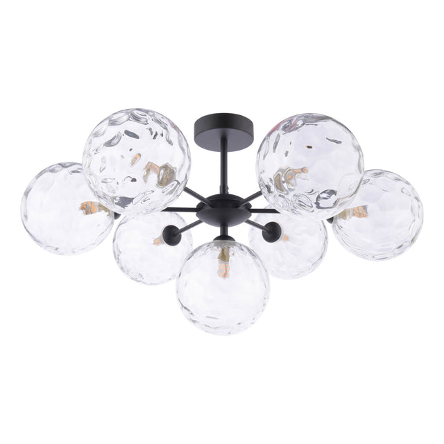 Cohen 7 Light Semi-Flush Matt Black and Glass